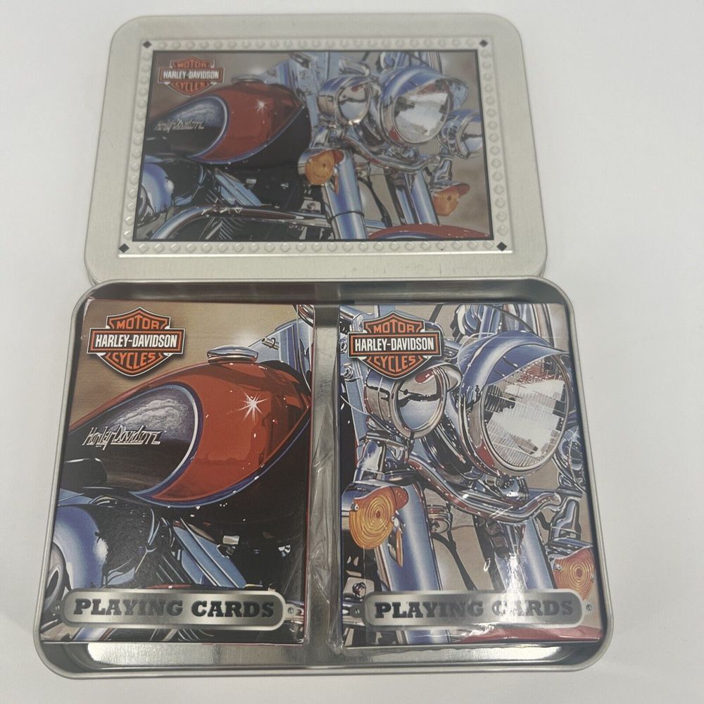 Harley Davidson Set Of 2 Bicycle Brand Playing Cards in Tin 2003